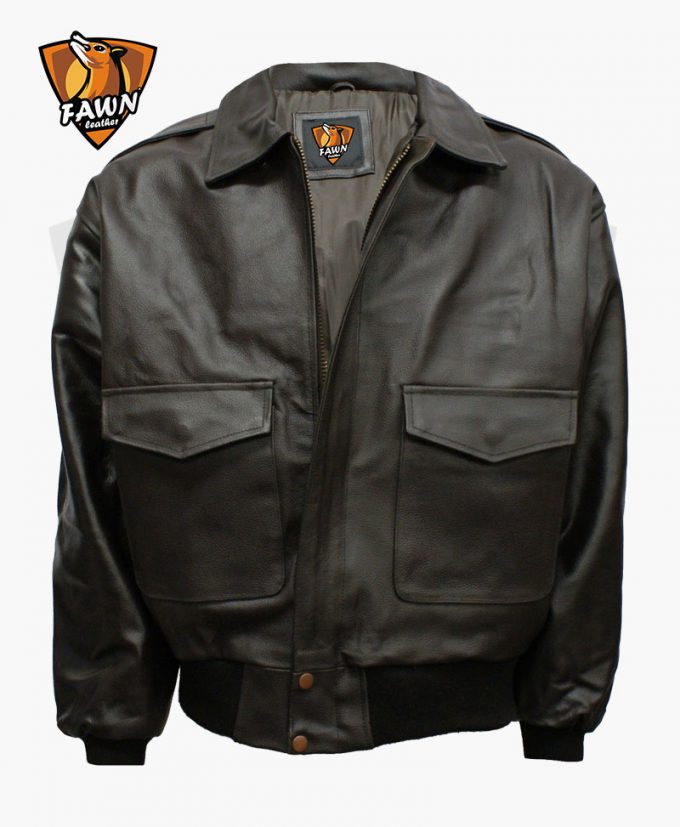 Men's A2 Air force Black Leather Bomber Jacket | Fawn Leathers