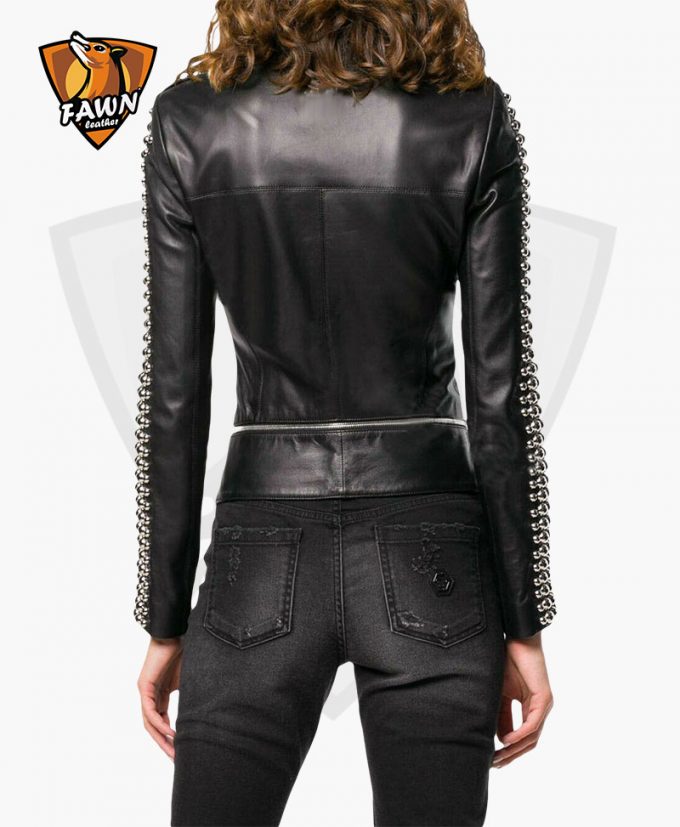 Heavy Metal Slim Fit Womens Studded Leather Jacket