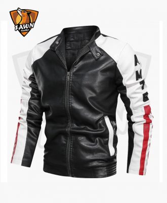 Men Slim Fit Fashion Biker Leather Jacket