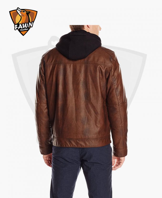Men's Fashion Faux Lamb Leather Motorcycle Jacket Hoodie Coat