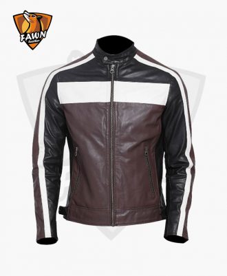 Multi Color Goat Leather Fashion Biker Jacket for Men