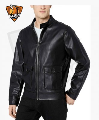New Arrival Fashion Mens Faux Leather Two Pocket Jacket