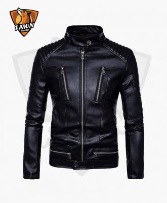 New Comfortable Men Fashion Black Leather Jacket