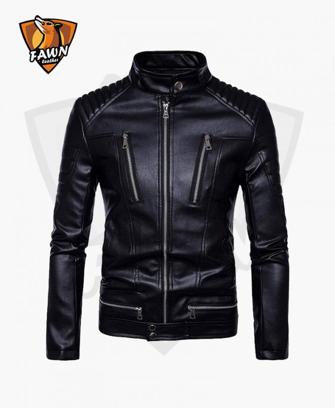 New Comfortable Men Fashion Black Leather Jacket