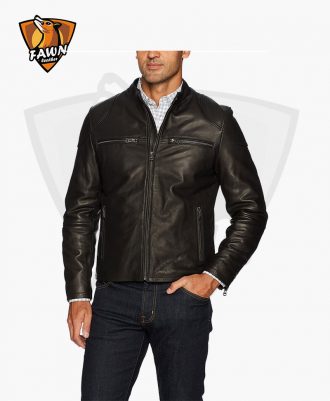 New Men's Fashion Leather Moto Biker Jacket