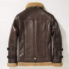 Short Sheepskin Double Collar Fur Men’s Leather Jacket
