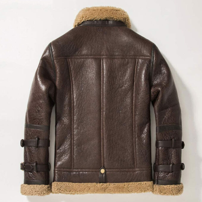 Short Sheepskin Double Collar Fur Men’s Leather Jacket